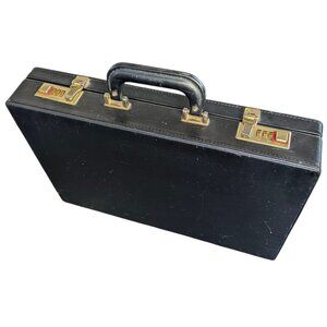 Vintage Black Leather Combo Locking Briefcase